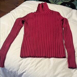 Veronica Beard Ribbed Turtleneck Sweater - Pink
